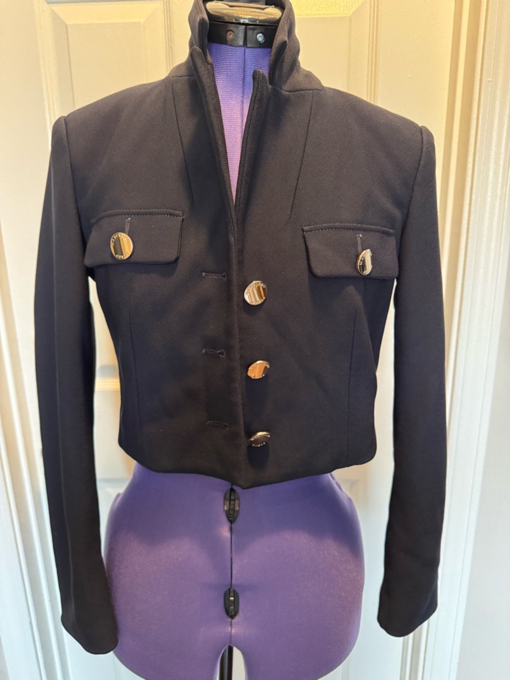 Croppedw Black Military-Style Button Jacket Marciano by GUESS